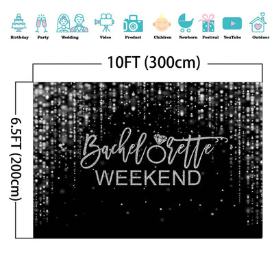 Mocsicka Bachelorette Weekend Backdrop Black Gold Bachelorette Party Photography Background Glitter Bokeh Bachelorette Party Decorations Cake Table Banner Photo Studio Props (10x6.5ft) - Backdrop BlissMocsicka Bachelorette Weekend Backdrop Black Gold Bachelorette Party Photography Background Glitter Bokeh Bachelorette Party Decorations Cake Table Banner Photo Studio Props (10x6.5ft)