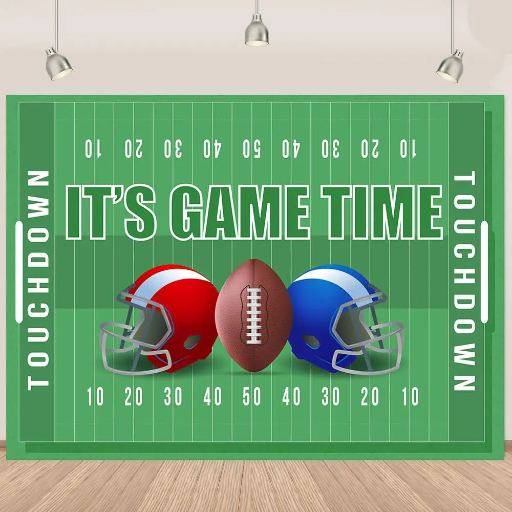 Football Happy Birthday Backdrop Banner Game Time Photography Background Fire Football Basketball Soccer Birthday Banner Decoration 7x5Ft Backdrop Bliss