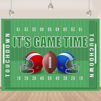 Football Happy Birthday Backdrop Banner Game Time Photography Background Fire Football Basketball Soccer Birthday Banner Decoration 7x5Ft Backdrop Bliss