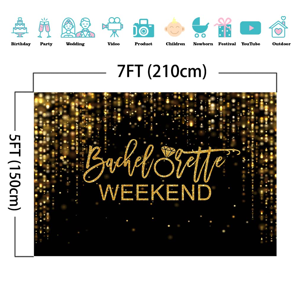 Mocsicka Bachelorette Weekend Backdrop Black Gold Bachelorette Party Photography Background Glitter Bokeh Bachelorette Party Decorations Cake Table Banner Photo Studio Props (10x6.5ft) - Backdrop BlissMocsicka Bachelorette Weekend Backdrop Black Gold Bachelorette Party Photography Background Glitter Bokeh Bachelorette Party Decorations Cake Table Banner Photo Studio Props (10x6.5ft)