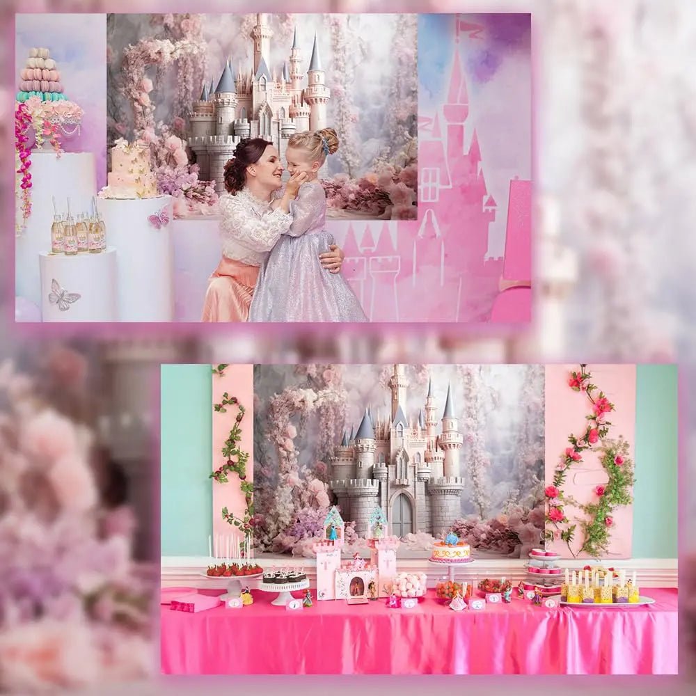 Floral Castle Backdrop for Photography Pink Flowers Royal Princess Background Girls Women Portrait Backgrounds Newborn One Year Old Banner Birthday Photoshoot Decorations 71X47inch - Backdrop BlissFloral Castle Backdrop for Photography Pink Flowers Royal Princess Background Girls Women Portrait Backgrounds Newborn One Year Old Banner Birthday Photoshoot Decorations 71X47inch