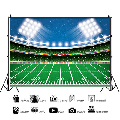 Football Happy Birthday Backdrop Banner Game Time Photography Background Fire Football Basketball Soccer Birthday Banner Decoration 7x5Ft Backdrop Bliss