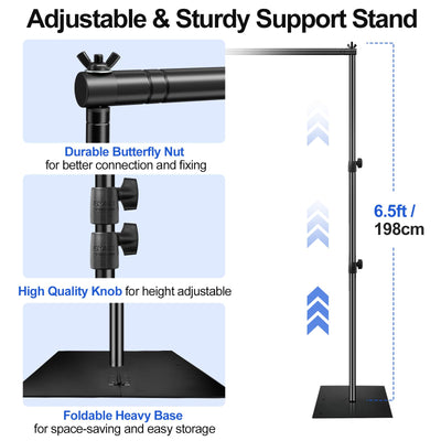 EMART Backdrop Stand, 6.5x10 ft Adjustable Photo Background Pipe and Drape Photography Kit with Heavy Duty Metal Flat Base for Parties, Wedding, Video Studio, Birthday - Black - Backdrop BlissEMART Backdrop Stand, 6.5x10 ft Adjustable Photo Background Pipe and Drape Photography Kit with Heavy Duty Metal Flat Base for Parties, Wedding, Video Studio, Birthday - Black