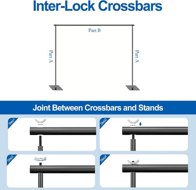 Backdrop Stand, 6.5ft Height 9ft Width Adjustable Photography Background Support Poles with Heavy Duty Flat Base, Photo Metal Steel Pipe and Drape Frame Kit for Parties Birthday Wedding - Backdrop BlissBackdrop Stand, 6.5ft Height 9ft Width Adjustable Photography Background Support Poles with Heavy Duty Flat Base, Photo Metal Steel Pipe and Drape Frame Kit for Parties Birthday Wedding