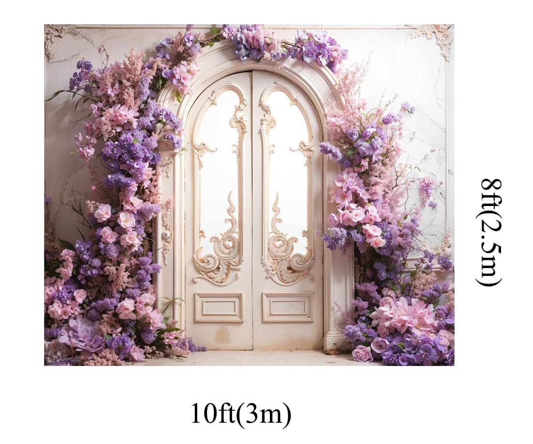 Kate 10x6.5ft Spring Garden Purple Flowers Wedding Photo Backdrops for Photography Arch Door Romantic European Wall Kids Birthday Photographic Background Photocall - Backdrop BlissKate 10x6.5ft Spring Garden Purple Flowers Wedding Photo Backdrops for Photography Arch Door Romantic European Wall Kids Birthday Photographic Background Photocall