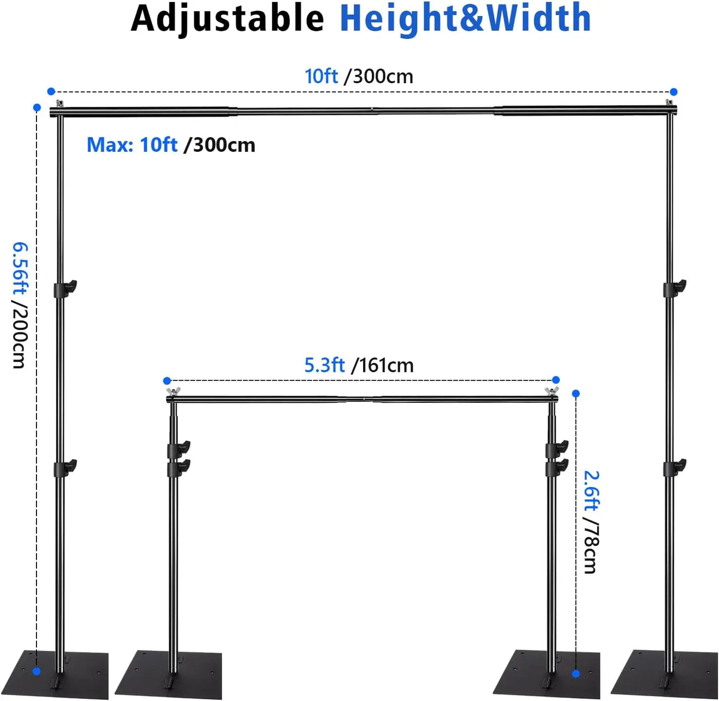 Pipe and Drape Photography Backdrop Stand Kit Adjustable Photo Background Stand 10ft x 6.5ft with Metal Base for Parties Weddings Birthday Party Events Photo Booth Backdrop Bliss