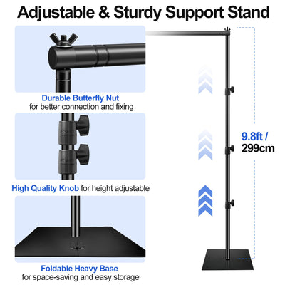 EMART Backdrop Stand, 6.5x10 ft Adjustable Photo Background Pipe and Drape Photography Kit with Heavy Duty Metal Flat Base for Parties, Wedding, Video Studio, Birthday - Black - Backdrop BlissEMART Backdrop Stand, 6.5x10 ft Adjustable Photo Background Pipe and Drape Photography Kit with Heavy Duty Metal Flat Base for Parties, Wedding, Video Studio, Birthday - Black