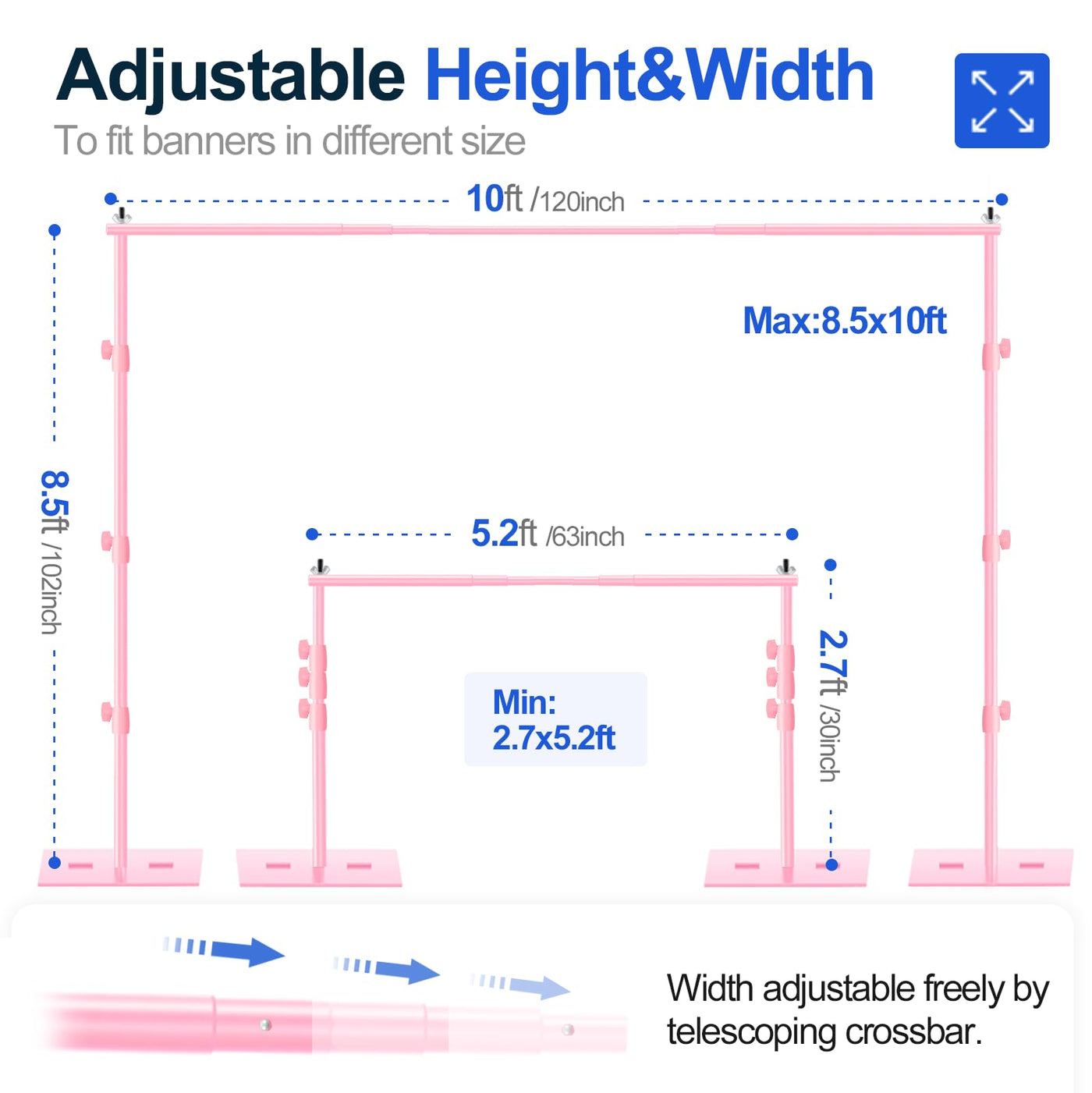 EMART Backdrop Stand, 6.5x10 ft Adjustable Photo Background Pipe and Drape Photography Kit with Heavy Duty Metal Flat Base for Parties, Wedding, Video Studio, Birthday - Black - Backdrop BlissEMART Backdrop Stand, 6.5x10 ft Adjustable Photo Background Pipe and Drape Photography Kit with Heavy Duty Metal Flat Base for Parties, Wedding, Video Studio, Birthday - Black
