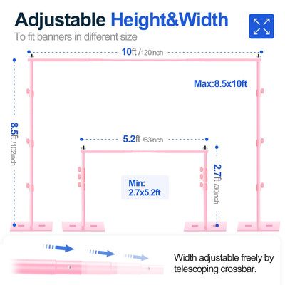 EMART Backdrop Stand, 6.5x10 ft Adjustable Photo Background Pipe and Drape Photography Kit with Heavy Duty Metal Flat Base for Parties, Wedding, Video Studio, Birthday - Black - Backdrop BlissEMART Backdrop Stand, 6.5x10 ft Adjustable Photo Background Pipe and Drape Photography Kit with Heavy Duty Metal Flat Base for Parties, Wedding, Video Studio, Birthday - Black