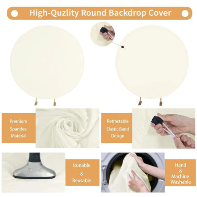 7.2FT Navy Blue Round Backdrop Cover for 5 to 7.2ft Circle Arch Stand - Haefoo Back to School Decoration Circle Backdrop Cover for Birthday, Wedding, Baby Shower Photography Background Party Decor Backdrop Bliss