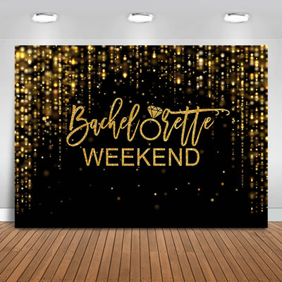 Mocsicka Bachelorette Weekend Backdrop Black Gold Bachelorette Party Photography Background Glitter Bokeh Bachelorette Party Decorations Cake Table Banner Photo Studio Props (10x6.5ft) - Backdrop BlissMocsicka Bachelorette Weekend Backdrop Black Gold Bachelorette Party Photography Background Glitter Bokeh Bachelorette Party Decorations Cake Table Banner Photo Studio Props (10x6.5ft)