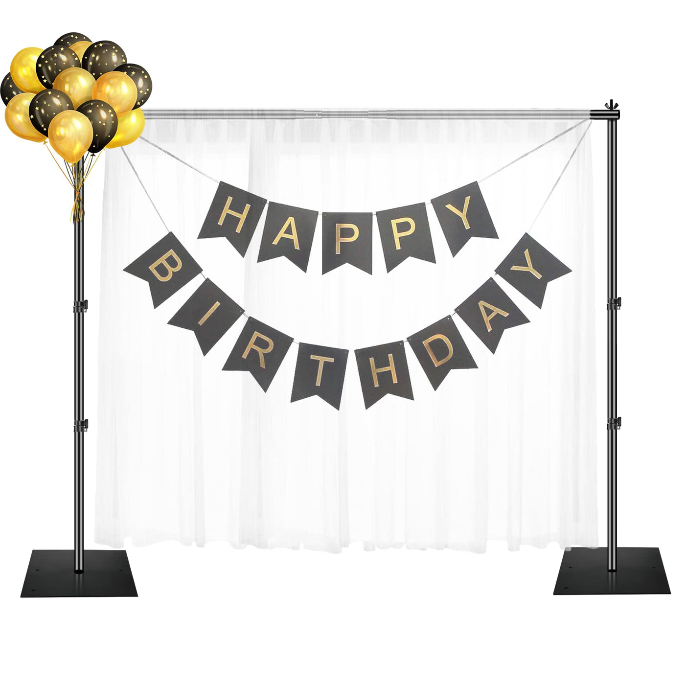 EMART Backdrop Stand, 6.5x10 ft Adjustable Photo Background Pipe and Drape Photography Kit with Heavy Duty Metal Flat Base for Parties, Wedding, Video Studio, Birthday - Black - Backdrop BlissEMART Backdrop Stand, 6.5x10 ft Adjustable Photo Background Pipe and Drape Photography Kit with Heavy Duty Metal Flat Base for Parties, Wedding, Video Studio, Birthday - Black