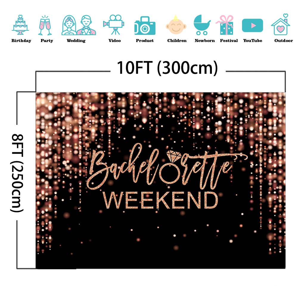 Mocsicka Bachelorette Weekend Backdrop Black Gold Bachelorette Party Photography Background Glitter Bokeh Bachelorette Party Decorations Cake Table Banner Photo Studio Props (10x6.5ft) - Backdrop BlissMocsicka Bachelorette Weekend Backdrop Black Gold Bachelorette Party Photography Background Glitter Bokeh Bachelorette Party Decorations Cake Table Banner Photo Studio Props (10x6.5ft)