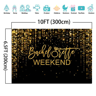Mocsicka Bachelorette Weekend Backdrop Black Gold Bachelorette Party Photography Background Glitter Bokeh Bachelorette Party Decorations Cake Table Banner Photo Studio Props (10x6.5ft) - Backdrop BlissMocsicka Bachelorette Weekend Backdrop Black Gold Bachelorette Party Photography Background Glitter Bokeh Bachelorette Party Decorations Cake Table Banner Photo Studio Props (10x6.5ft)