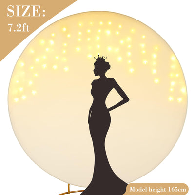 7.2 ft White Round Backdrop Cover with Lights Circle Wedding Arch Backdrop Cover with Fairy Lights for Bridal Shower Ceremony Birthday Baby Shower Photography Photo Shoot Background Decorations - Backdrop Bliss7.2 ft White Round Backdrop Cover with Lights Circle Wedding Arch Backdrop Cover with Fairy Lights for Bridal Shower Ceremony Birthday Baby Shower Photography Photo Shoot Background Decorations