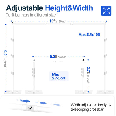 EMART Backdrop Stand, 6.5x10 ft Adjustable Photo Background Pipe and Drape Photography Kit with Heavy Duty Metal Flat Base for Parties, Wedding, Video Studio, Birthday - Black - Backdrop BlissEMART Backdrop Stand, 6.5x10 ft Adjustable Photo Background Pipe and Drape Photography Kit with Heavy Duty Metal Flat Base for Parties, Wedding, Video Studio, Birthday - Black