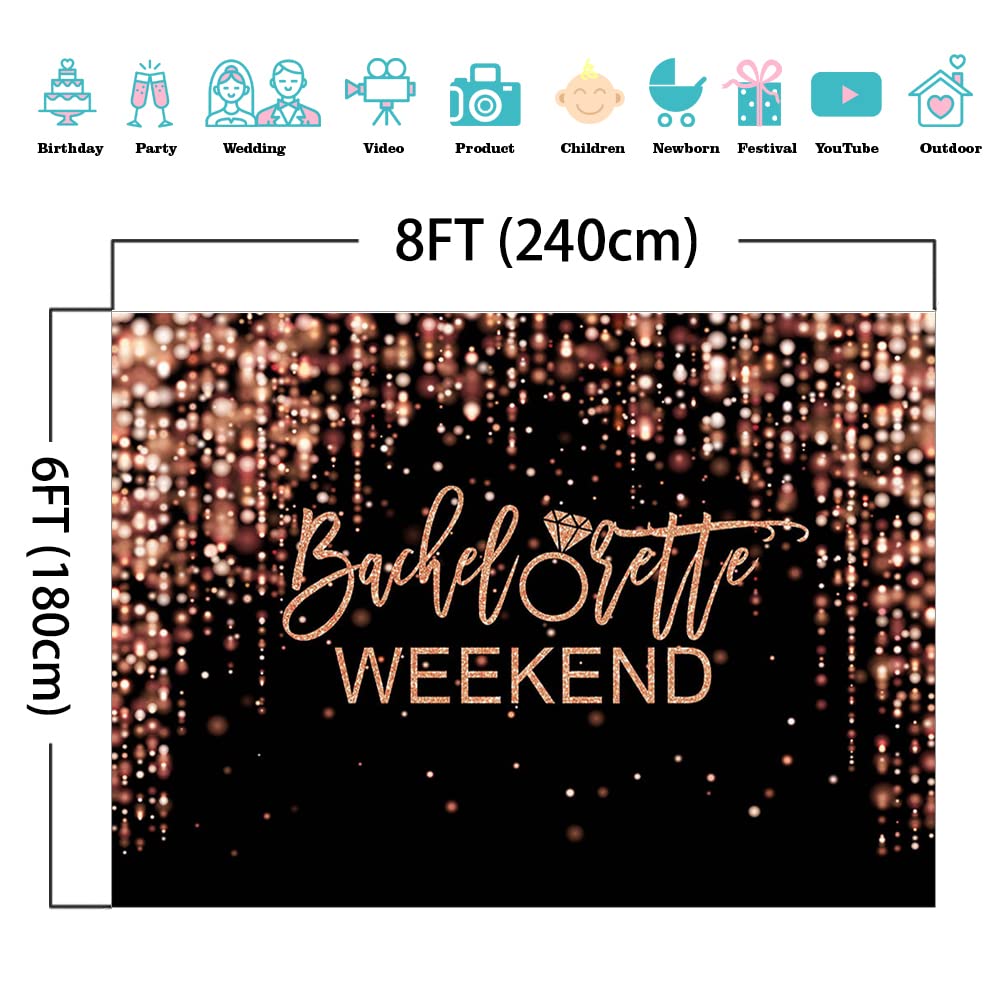 Mocsicka Bachelorette Weekend Backdrop Black Gold Bachelorette Party Photography Background Glitter Bokeh Bachelorette Party Decorations Cake Table Banner Photo Studio Props (10x6.5ft) - Backdrop BlissMocsicka Bachelorette Weekend Backdrop Black Gold Bachelorette Party Photography Background Glitter Bokeh Bachelorette Party Decorations Cake Table Banner Photo Studio Props (10x6.5ft)