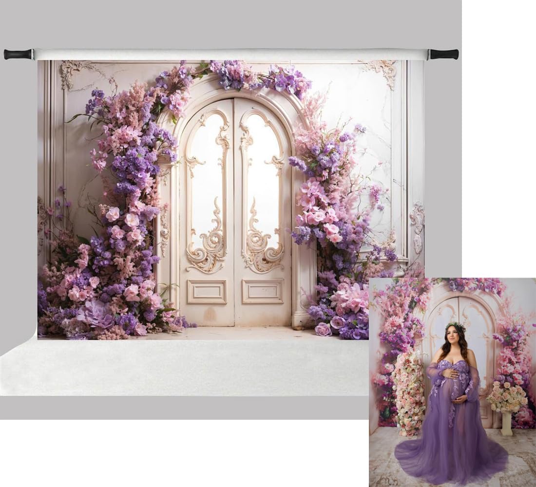 Kate 10x6.5ft Spring Garden Purple Flowers Wedding Photo Backdrops for Photography Arch Door Romantic European Wall Kids Birthday Photographic Background Photocall - Backdrop BlissKate 10x6.5ft Spring Garden Purple Flowers Wedding Photo Backdrops for Photography Arch Door Romantic European Wall Kids Birthday Photographic Background Photocall