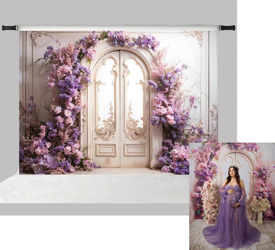 Kate 10x6.5ft Spring Garden Purple Flowers Wedding Photo Backdrops for Photography Arch Door Romantic European Wall Kids Birthday Photographic Background Photocall - Backdrop BlissKate 10x6.5ft Spring Garden Purple Flowers Wedding Photo Backdrops for Photography Arch Door Romantic European Wall Kids Birthday Photographic Background Photocall