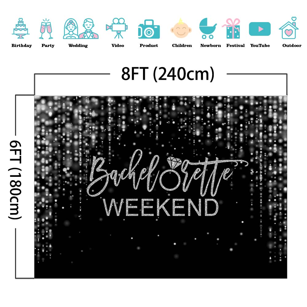 Mocsicka Bachelorette Weekend Backdrop Black Gold Bachelorette Party Photography Background Glitter Bokeh Bachelorette Party Decorations Cake Table Banner Photo Studio Props (10x6.5ft) - Backdrop BlissMocsicka Bachelorette Weekend Backdrop Black Gold Bachelorette Party Photography Background Glitter Bokeh Bachelorette Party Decorations Cake Table Banner Photo Studio Props (10x6.5ft)