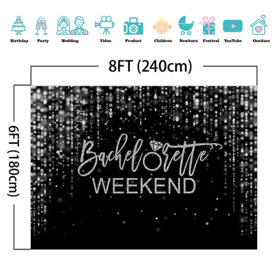 Mocsicka Bachelorette Weekend Backdrop Black Gold Bachelorette Party Photography Background Glitter Bokeh Bachelorette Party Decorations Cake Table Banner Photo Studio Props (10x6.5ft) - Backdrop BlissMocsicka Bachelorette Weekend Backdrop Black Gold Bachelorette Party Photography Background Glitter Bokeh Bachelorette Party Decorations Cake Table Banner Photo Studio Props (10x6.5ft)