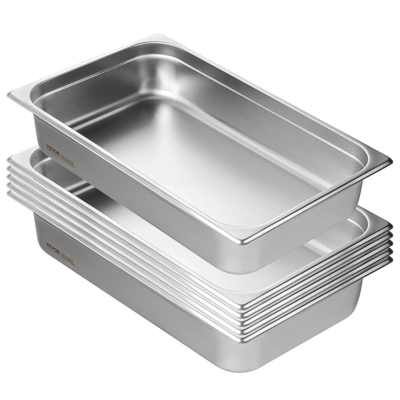 6 Pack Hotel Pans, Full Size Anti-Jam Steam Pan, 0.8mm Thick Stainless Steel Restaurant Steam Table Pan, 4-Inch Deep Commercial Table Pan, Catering Storage Food Pan, For Industrial  Scientific - Backdrop Bliss