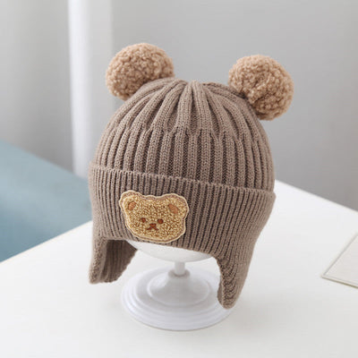 Baby Hat Warm Earflaps Cap Cute Bear Baby Knitted Woolen Cap Backdrop Bliss