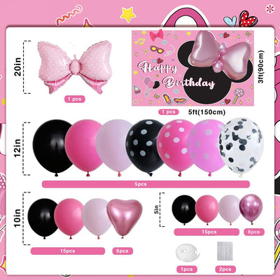 5x3ft Pink Mouse Backdrop Girls Birthday Party Decoration Supplies 130pc Bowknot Balloons Arch Garland Kit Baby Shower Photo Booth Studio Prop - Backdrop Bliss5x3ft Pink Mouse Backdrop Girls Birthday Party Decoration Supplies 130pc Bowknot Balloons Arch Garland Kit Baby Shower Photo Booth Studio Prop