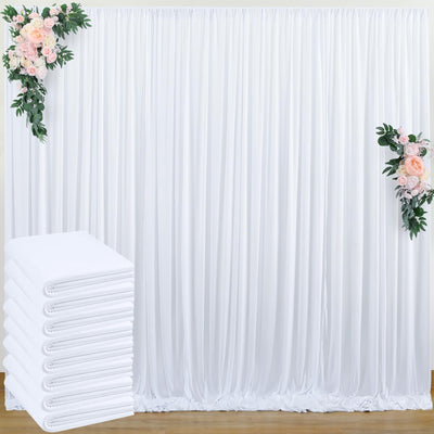 50 ft x 10 ft Wrinkle Free White Backdrop Curtain for Wedding Parties, Polyester Photo Backdrop Drapes for Baby Shower Birthday Party Backdrop Stand, Bulk Thick Background Curtains, 5x10FT 10 Panels - Backdrop Bliss50 ft x 10 ft Wrinkle Free White Backdrop Curtain for Wedding Parties, Polyester Photo Backdrop Drapes for Baby Shower Birthday Party Backdrop Stand, Bulk Thick Background Curtains, 5x10FT 10 Panels