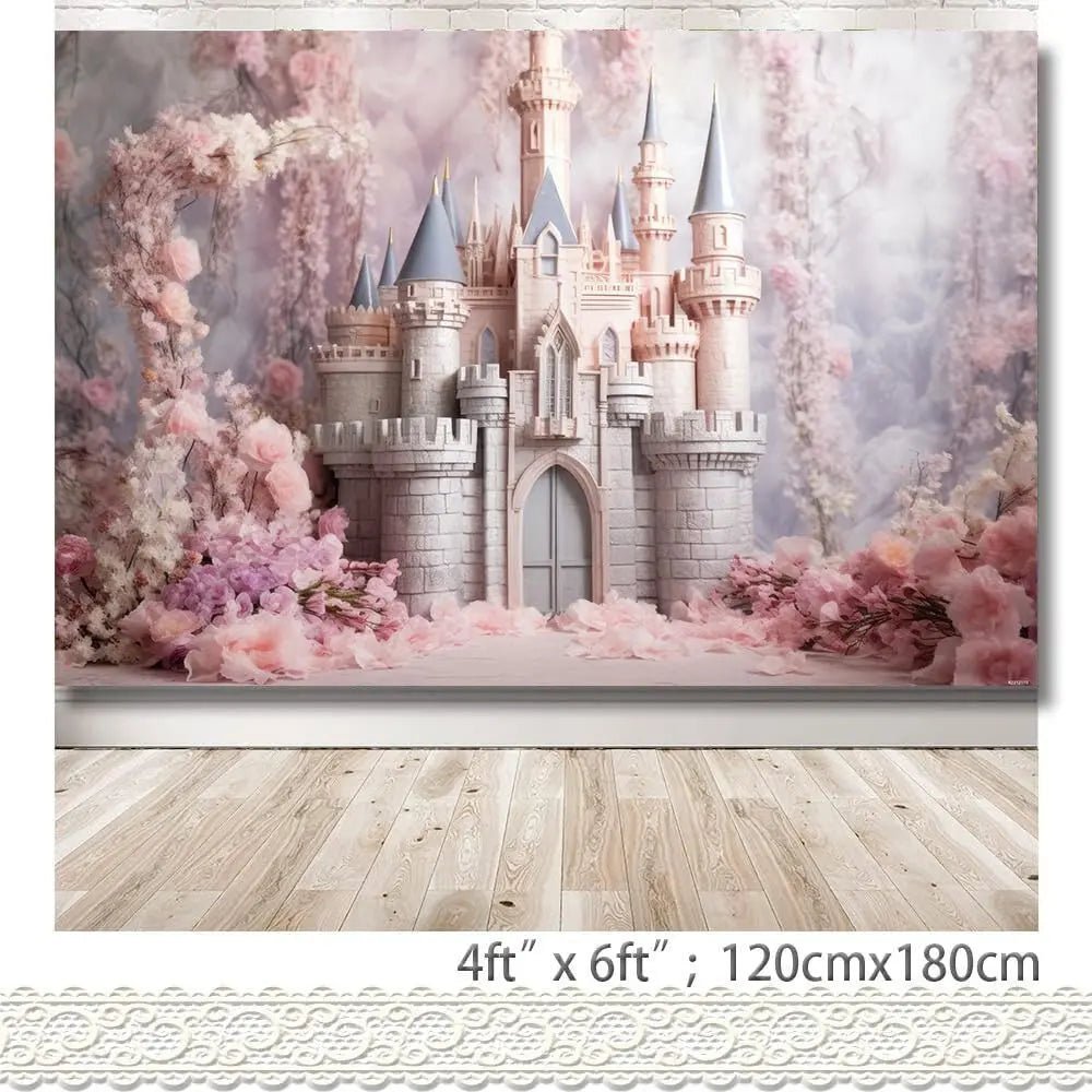 Floral Castle Backdrop for Photography Pink Flowers Royal Princess Background Girls Women Portrait Backgrounds Newborn One Year Old Banner Birthday Photoshoot Decorations 71X47inch - Backdrop BlissFloral Castle Backdrop for Photography Pink Flowers Royal Princess Background Girls Women Portrait Backgrounds Newborn One Year Old Banner Birthday Photoshoot Decorations 71X47inch