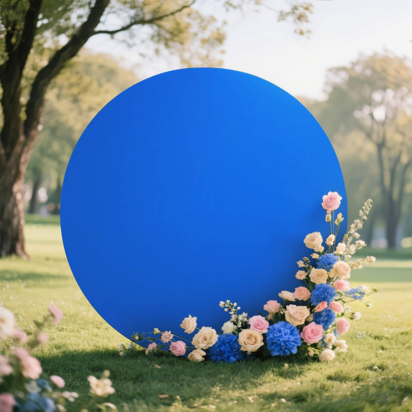 7.5FT Royal Blue Round Wedding Backdrop Cover,Circle Balloon Arch Backgound Stand Cover for Birthday Party Baby Shower Halloween Decoration (Royal Blue) - Backdrop Bliss7.5FT Royal Blue Round Wedding Backdrop Cover,Circle Balloon Arch Backgound Stand Cover for Birthday Party Baby Shower Halloween Decoration (Royal Blue)