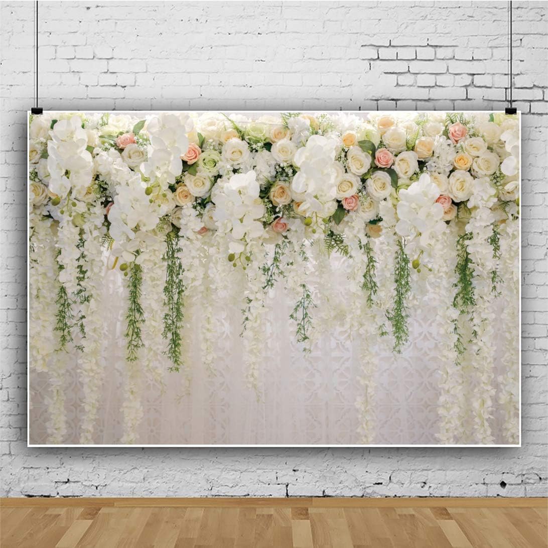 Haoyiyi 10x8ft Bridal Floral Wall Backdrop Wedding Wedding White Pure Sheer Chiffon Photography Background Photo Reception Ceremony Birthday Party Bridal Shower Marriage Photo Booth Prop - Backdrop BlissHaoyiyi 10x8ft Bridal Floral Wall Backdrop Wedding Wedding White Pure Sheer Chiffon Photography Background Photo Reception Ceremony Birthday Party Bridal Shower Marriage Photo Booth Prop