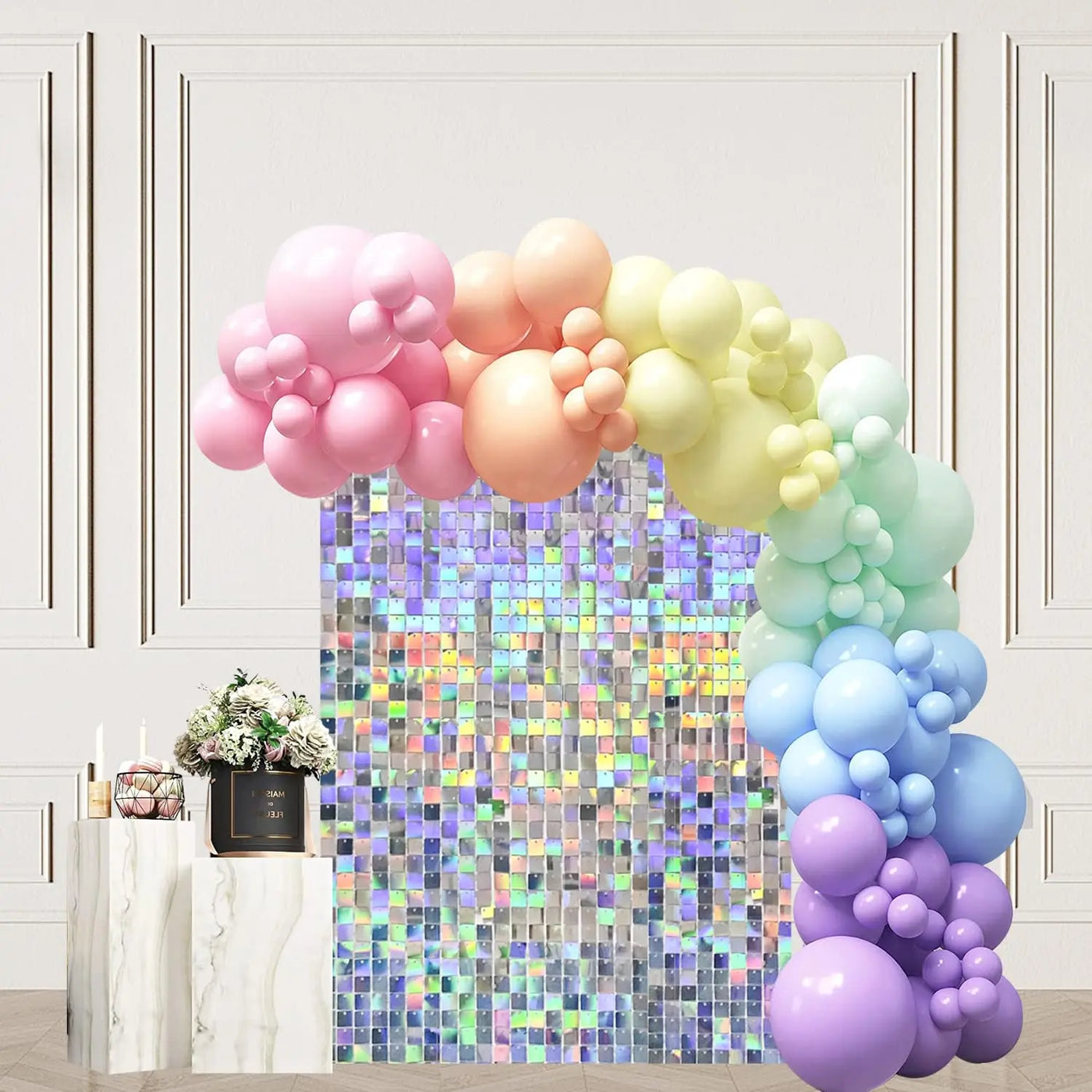 Pink Shimmer Wall Backdrop 24 Panels Cover 6 x 4 Ft, Photo Backdrops for Wedding,Anniversary,Birthday,Party Decoration Backdrop Bliss