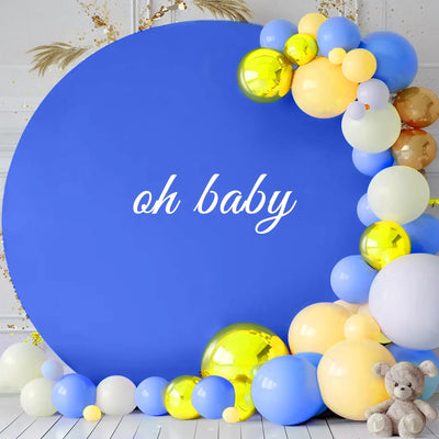 7.2FT Navy Blue Round Backdrop Cover for 5 to 7.2ft Circle Arch Stand - Haefoo Back to School Decoration Circle Backdrop Cover for Birthday, Wedding, Baby Shower Photography Background Party Decor Backdrop Bliss