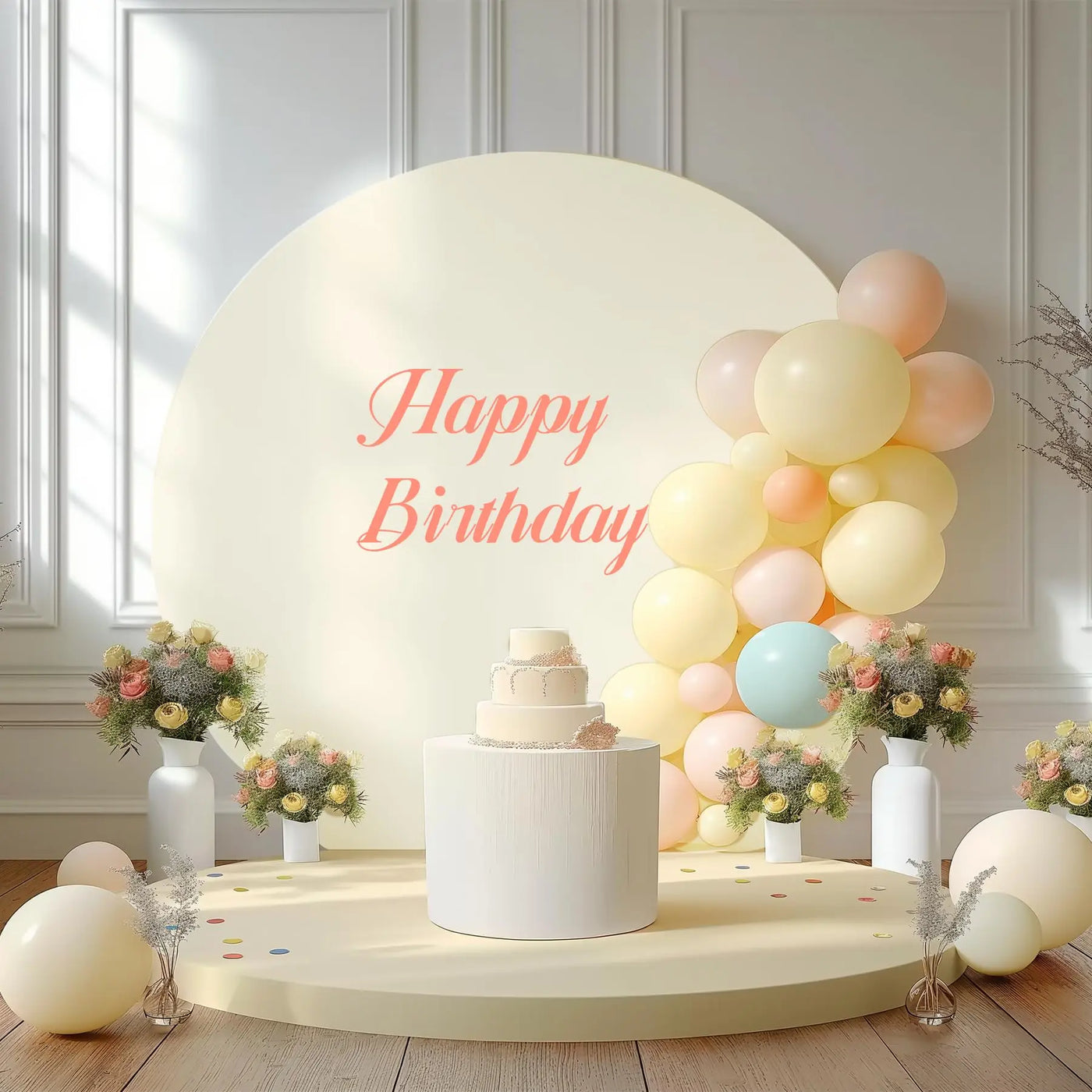 7.2FT Navy Blue Round Backdrop Cover for 5 to 7.2ft Circle Arch Stand - Haefoo Back to School Decoration Circle Backdrop Cover for Birthday, Wedding, Baby Shower Photography Background Party Decor Backdrop Bliss