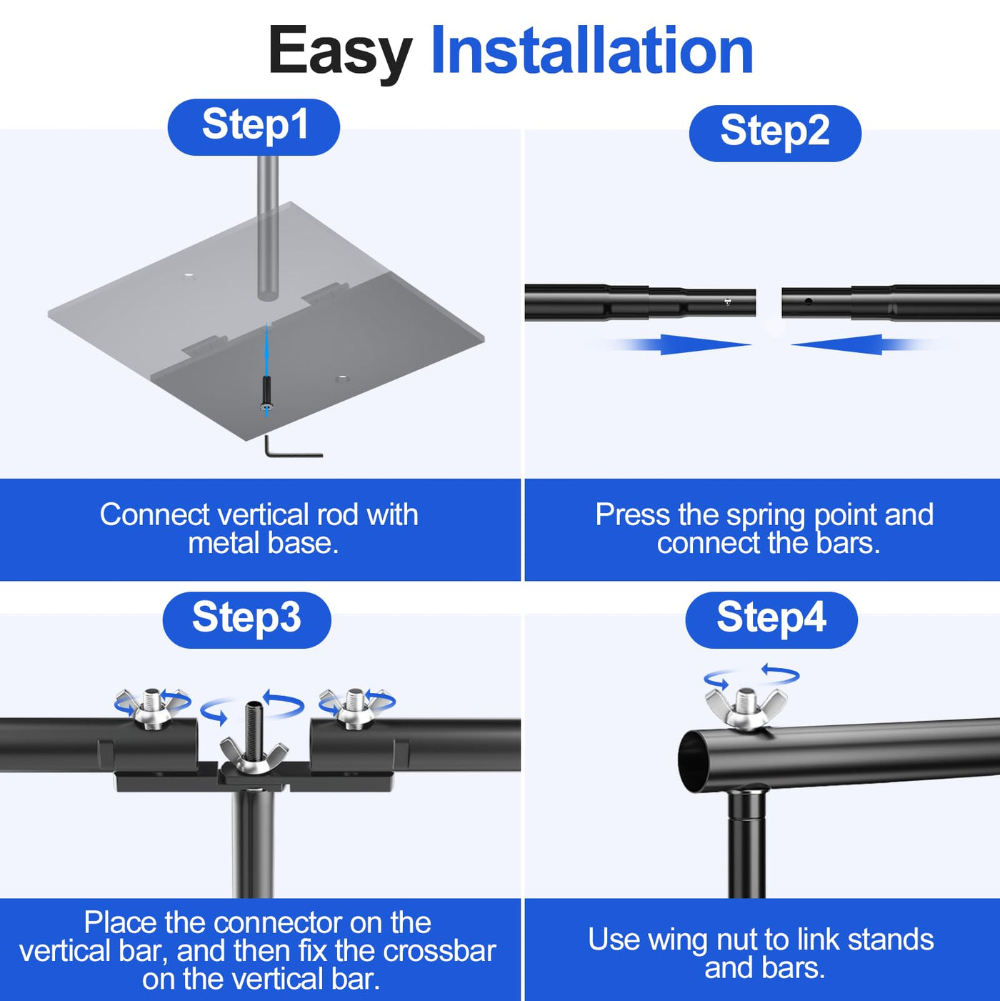 EMART 8.5x20ft(HxW) Photography Backdrop Stand for Parties, Adjustable Photo Pipe and Drape Background Back Drop Holder Frame Kit with Heavy Duty Metal Steel Base for Birthday Wedding - Black - Backdrop BlissEMART 8.5x20ft(HxW) Photography Backdrop Stand for Parties, Adjustable Photo Pipe and Drape Background Back Drop Holder Frame Kit with Heavy Duty Metal Steel Base for Birthday Wedding - Black