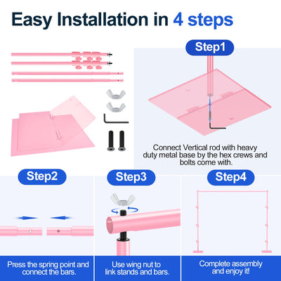 EMART Backdrop Stand, 6.5x10 ft Adjustable Photo Background Pipe and Drape Photography Kit with Heavy Duty Metal Flat Base for Parties, Wedding, Video Studio, Birthday - Black - Backdrop BlissEMART Backdrop Stand, 6.5x10 ft Adjustable Photo Background Pipe and Drape Photography Kit with Heavy Duty Metal Flat Base for Parties, Wedding, Video Studio, Birthday - Black
