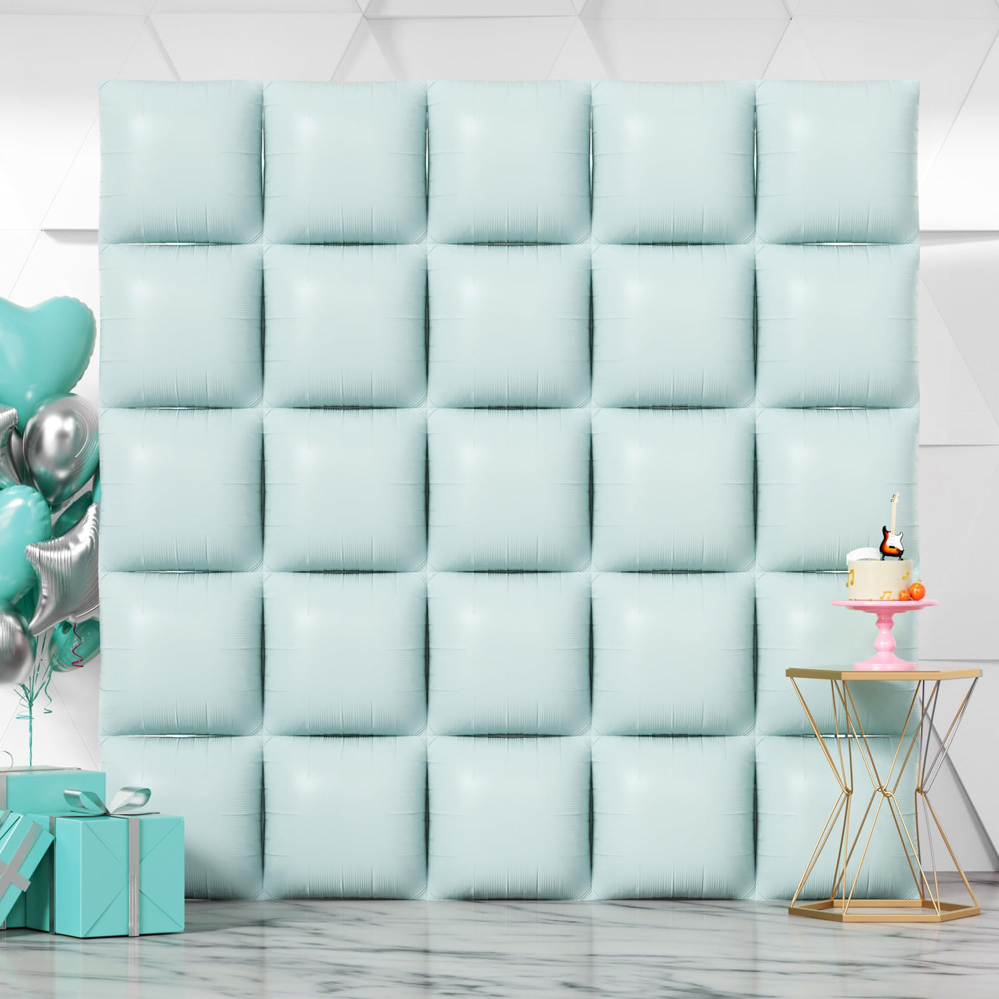 NISOCY 48PCS Green Square Foil Balloons Wall Backdrop Double Sided Green Balloons Tunnel Arch Kit for Baby Shower Birthday Anniversary Summer Party Decoration Backdrop Bliss