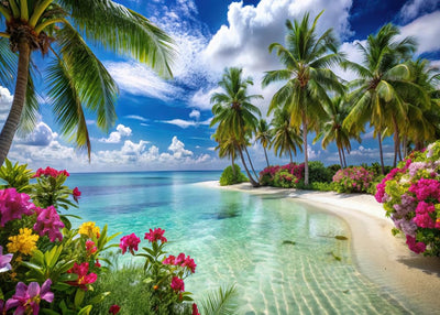 CYLYH 8X6FT Summer Tropical Sea Beach Backdrop Photography Hawaiian Tropical Beach Scenery Palm Trees Background for Wedding Birthday Party Banner Baby Shower D905 Backdrop Bliss