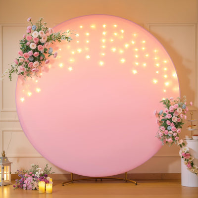 7.2 ft White Round Backdrop Cover with Lights Circle Wedding Arch Backdrop Cover with Fairy Lights for Bridal Shower Ceremony Birthday Baby Shower Photography Photo Shoot Background Decorations - Backdrop Bliss7.2 ft White Round Backdrop Cover with Lights Circle Wedding Arch Backdrop Cover with Fairy Lights for Bridal Shower Ceremony Birthday Baby Shower Photography Photo Shoot Background Decorations