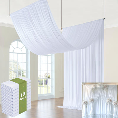 40FTx12FT White Wrinkle - Free Wedding Backdrop Curtain - Silky Washable White Polyester Drapes for Baby Showers, Birthday Parties, Photography, and Wedding Receptions - 8 Panels 5FTx12FT - Backdrop Bliss40FTx12FT White Wrinkle - Free Wedding Backdrop Curtain - Silky Washable White Polyester Drapes for Baby Showers, Birthday Parties, Photography, and Wedding Receptions - 8 Panels 5FTx12FT