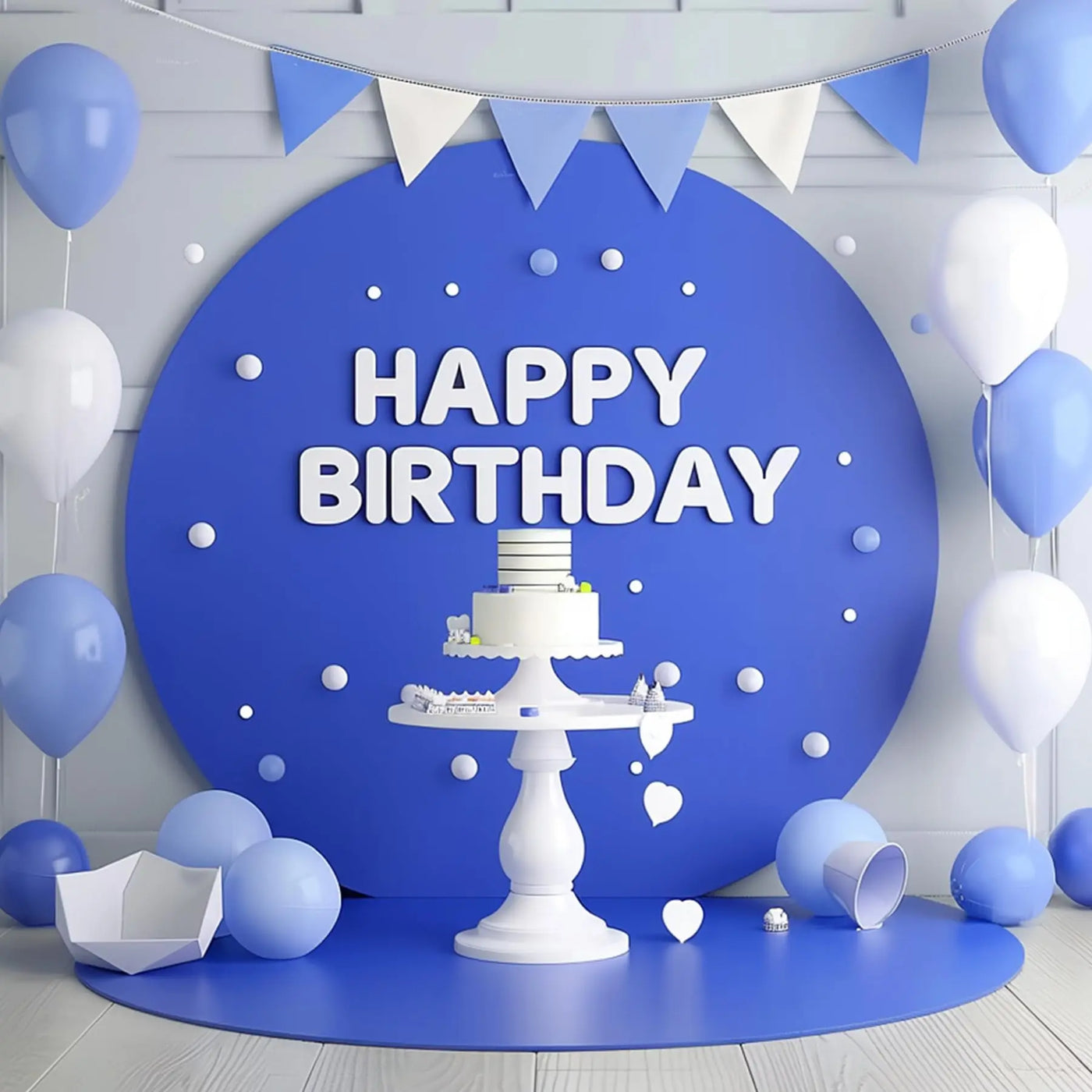 7.2FT Navy Blue Round Backdrop Cover for 5 to 7.2ft Circle Arch Stand - Haefoo Back to School Decoration Circle Backdrop Cover for Birthday, Wedding, Baby Shower Photography Background Party Decor Backdrop Bliss