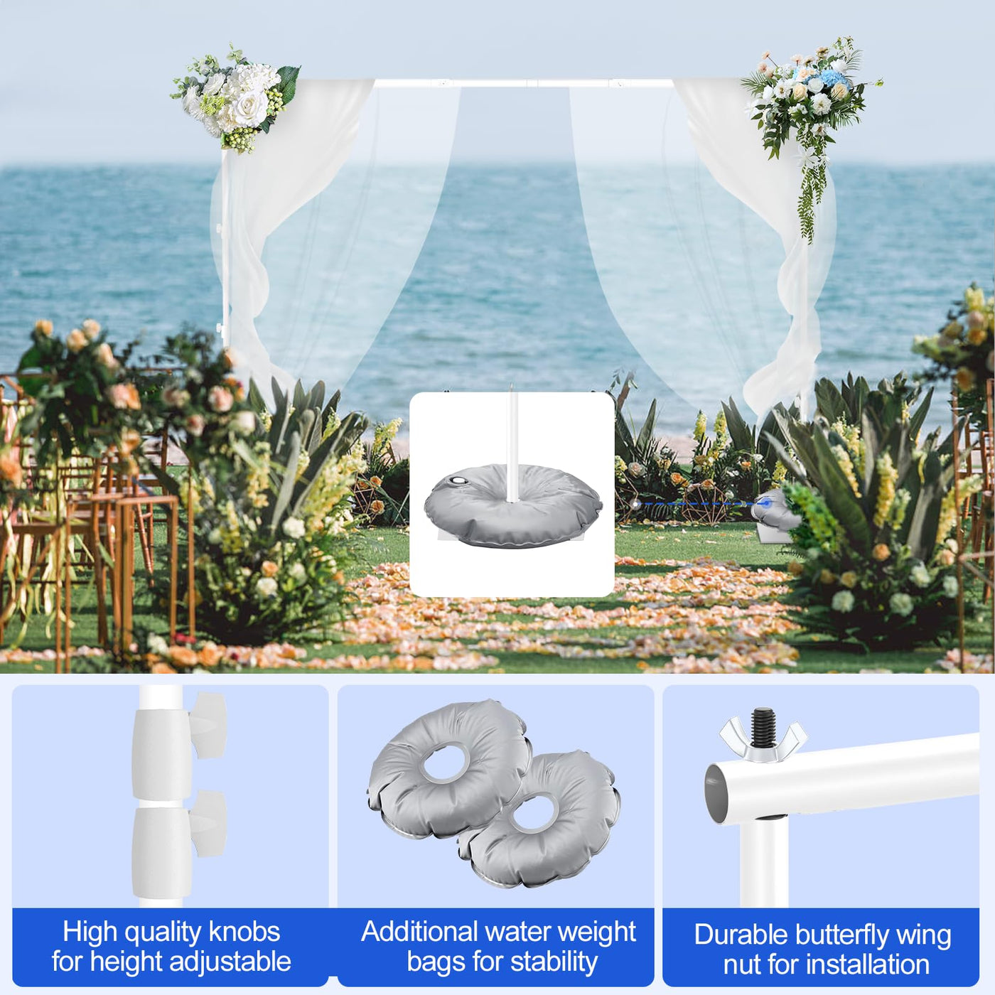 EMART Backdrop Stand, 6.5x10 ft Adjustable Photo Background Pipe and Drape Photography Kit with Heavy Duty Metal Flat Base for Parties, Wedding, Video Studio, Birthday - Black - Backdrop BlissEMART Backdrop Stand, 6.5x10 ft Adjustable Photo Background Pipe and Drape Photography Kit with Heavy Duty Metal Flat Base for Parties, Wedding, Video Studio, Birthday - Black