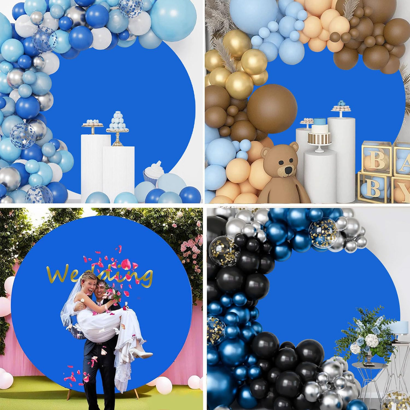 7.5FT Royal Blue Round Wedding Backdrop Cover,Circle Balloon Arch Backgound Stand Cover for Birthday Party Baby Shower Halloween Decoration (Royal Blue) - Backdrop Bliss7.5FT Royal Blue Round Wedding Backdrop Cover,Circle Balloon Arch Backgound Stand Cover for Birthday Party Baby Shower Halloween Decoration (Royal Blue)