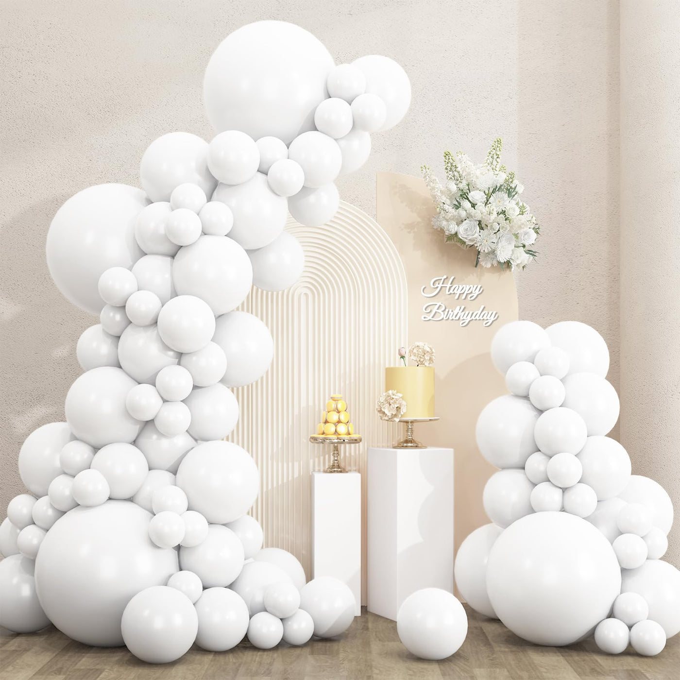 RUBFAC 135pcs Gold Balloons Different Sizes 18 12 10 5 Inch for Garland Arch, Latex Metallic Balloon for Birthday Graduation Party Wedding Decorations Backdrop Bliss