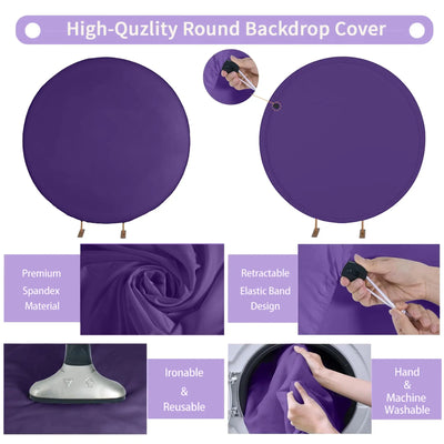 7.2FT Navy Blue Round Backdrop Cover for 5 to 7.2ft Circle Arch Stand - Haefoo Back to School Decoration Circle Backdrop Cover for Birthday, Wedding, Baby Shower Photography Background Party Decor Backdrop Bliss