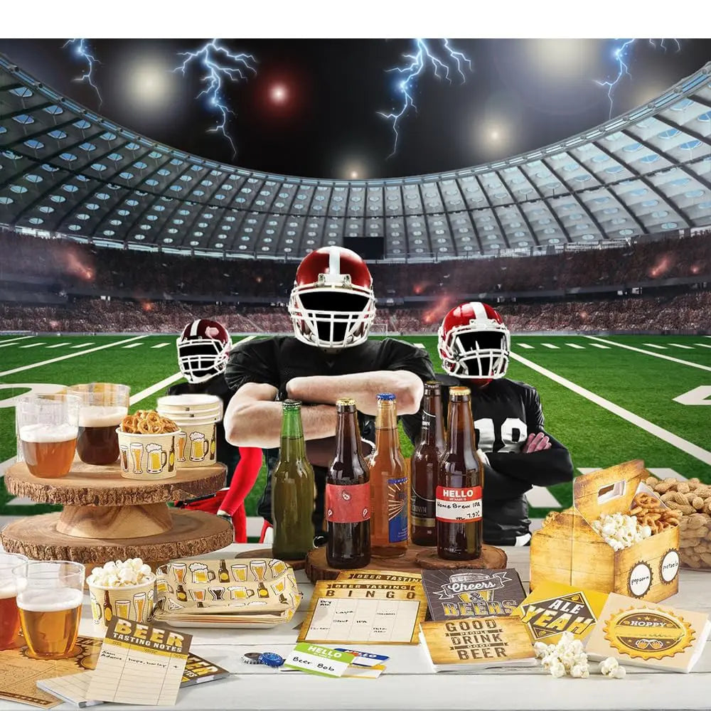 Football Happy Birthday Backdrop Banner Game Time Photography Background Fire Football Basketball Soccer Birthday Banner Decoration 7x5Ft Backdrop Bliss