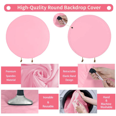 7.2FT Navy Blue Round Backdrop Cover for 5 to 7.2ft Circle Arch Stand - Haefoo Back to School Decoration Circle Backdrop Cover for Birthday, Wedding, Baby Shower Photography Background Party Decor Backdrop Bliss