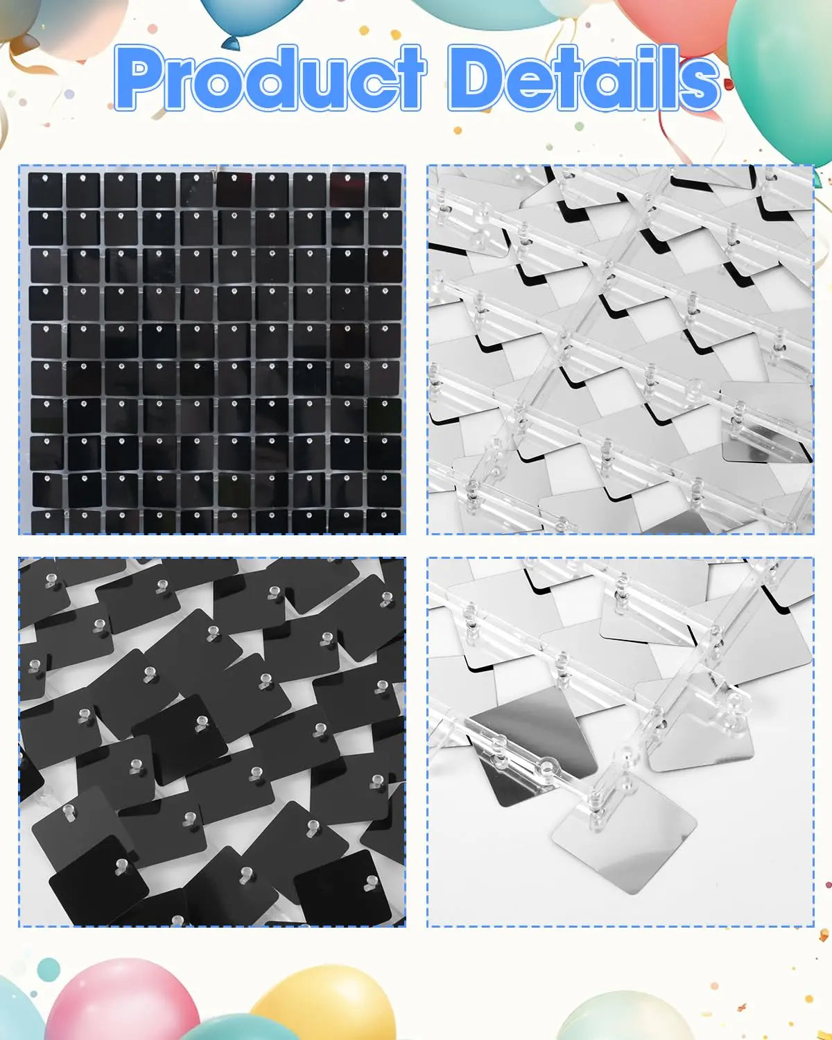 Pink Shimmer Wall Backdrop 24 Panels Cover 6 x 4 Ft, Photo Backdrops for Wedding,Anniversary,Birthday,Party Decoration Backdrop Bliss