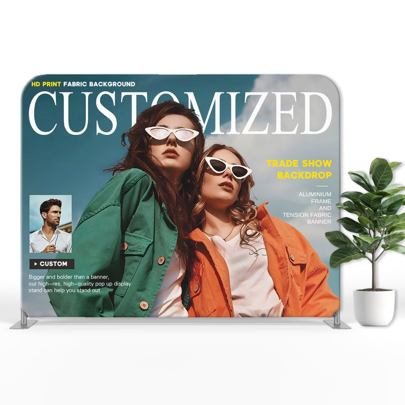 Custom Pop Up Display Trade Show Backdrop with Stand 7.5 x 7.5 FT Large Tension Fabric Backdrop Display Portable Tradeshow Booth Display Banner for Business,Campuses, Weddings, Corporate - Backdrop BlissCustom Pop Up Display Trade Show Backdrop with Stand 7.5 x 7.5 FT Large Tension Fabric Backdrop Display Portable Tradeshow Booth Display Banner for Business,Campuses, Weddings, Corporate